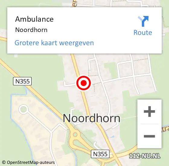 Locatie op kaart van de 112 melding: Ambulance Noordhorn op 4 september 2014 20:09