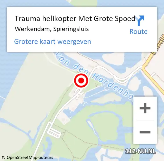 Locatie op kaart van de 112 melding: Trauma helikopter Met Grote Spoed Naar Werkendam, Spieringsluis op 15 augustus 2023 13:26