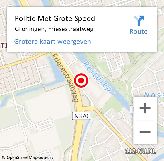 Locatie op kaart van de 112 melding: Politie Met Grote Spoed Naar Groningen, Friesestraatweg op 15 augustus 2023 15:13