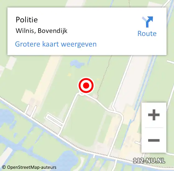 Locatie op kaart van de 112 melding: Politie Wilnis, Bovendijk op 15 augustus 2023 16:12