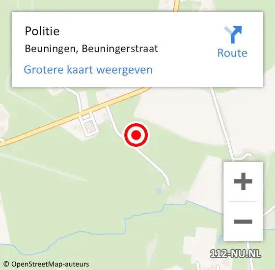 Locatie op kaart van de 112 melding: Politie Beuningen, Beuningerstraat op 15 augustus 2023 19:23