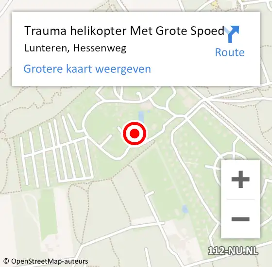 Locatie op kaart van de 112 melding: Trauma helikopter Met Grote Spoed Naar Lunteren, Hessenweg op 15 augustus 2023 20:30
