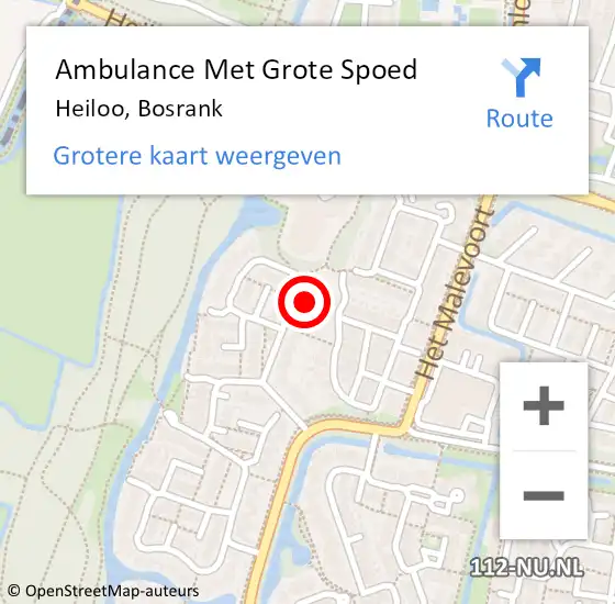 Locatie op kaart van de 112 melding: Ambulance Met Grote Spoed Naar Heiloo, Bosrank op 16 augustus 2023 01:44