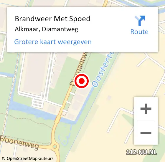 Locatie op kaart van de 112 melding: Brandweer Met Spoed Naar Alkmaar, Diamantweg op 16 augustus 2023 05:31