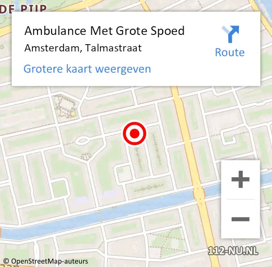 Locatie op kaart van de 112 melding: Ambulance Met Grote Spoed Naar Amsterdam, Talmastraat op 16 augustus 2023 05:55