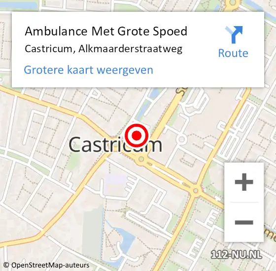 Locatie op kaart van de 112 melding: Ambulance Met Grote Spoed Naar Castricum, Alkmaarderstraatweg op 16 augustus 2023 05:55