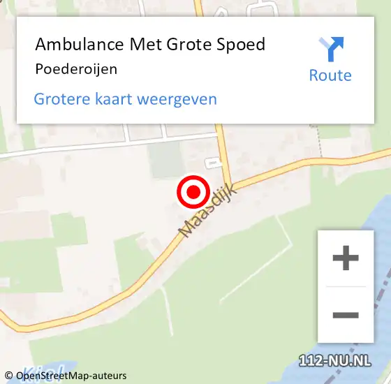 Locatie op kaart van de 112 melding: Ambulance Met Grote Spoed Naar Poederoijen op 16 augustus 2023 09:15