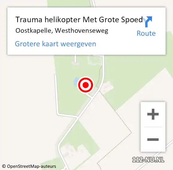 Locatie op kaart van de 112 melding: Trauma helikopter Met Grote Spoed Naar Oostkapelle, Westhovenseweg op 16 augustus 2023 10:05