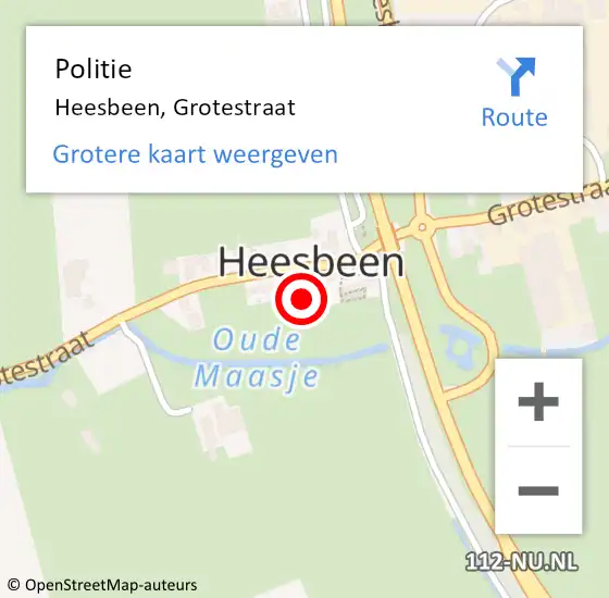 Locatie op kaart van de 112 melding: Politie Heesbeen, Grotestraat op 16 augustus 2023 11:31