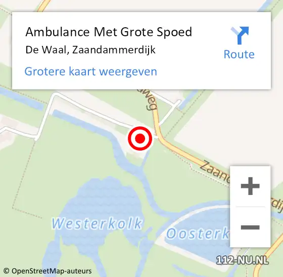 Locatie op kaart van de 112 melding: Ambulance Met Grote Spoed Naar De Waal, Zaandammerdijk op 16 augustus 2023 11:35