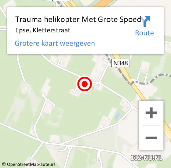 Locatie op kaart van de 112 melding: Trauma helikopter Met Grote Spoed Naar Epse, Kletterstraat op 16 augustus 2023 13:34