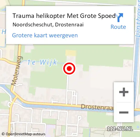 Locatie op kaart van de 112 melding: Trauma helikopter Met Grote Spoed Naar Noordscheschut, Drostenraai op 16 augustus 2023 14:33