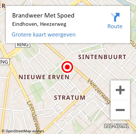 Locatie op kaart van de 112 melding: Brandweer Met Spoed Naar Eindhoven, Heezerweg op 16 augustus 2023 15:39