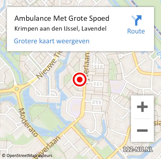 Locatie op kaart van de 112 melding: Ambulance Met Grote Spoed Naar Krimpen aan den IJssel, Lavendel op 16 augustus 2023 15:57
