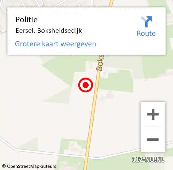 Locatie op kaart van de 112 melding: Politie Eersel, Boksheidsedijk op 16 augustus 2023 17:12