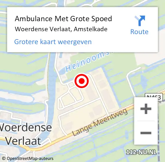 Locatie op kaart van de 112 melding: Ambulance Met Grote Spoed Naar Woerdense Verlaat, Amstelkade op 16 augustus 2023 17:35