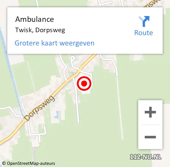Locatie op kaart van de 112 melding: Ambulance Twisk, Dorpsweg op 16 augustus 2023 17:45