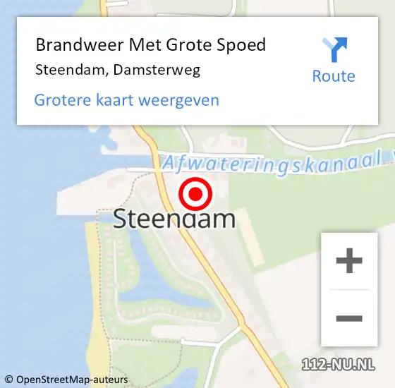 Locatie op kaart van de 112 melding: Brandweer Met Grote Spoed Naar Steendam, Damsterweg op 16 augustus 2023 17:51
