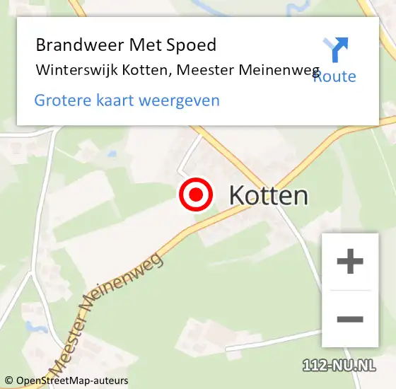 Locatie op kaart van de 112 melding: Brandweer Met Spoed Naar Winterswijk Kotten, Meester Meinenweg op 16 augustus 2023 20:01