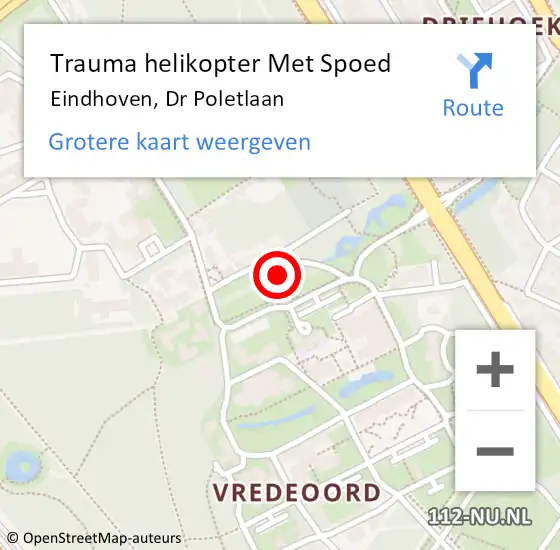 Locatie op kaart van de 112 melding: Trauma helikopter Met Spoed Naar Eindhoven, Dr Poletlaan op 16 augustus 2023 21:15