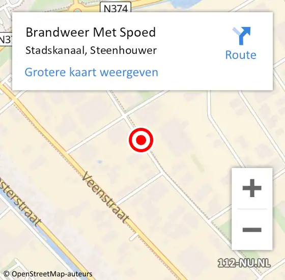 Locatie op kaart van de 112 melding: Brandweer Met Spoed Naar Stadskanaal, Steenhouwer op 5 september 2014 00:28