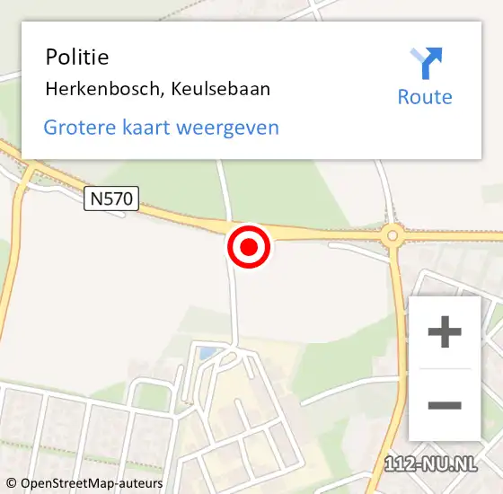 Locatie op kaart van de 112 melding: Politie Herkenbosch, Keulsebaan op 16 augustus 2023 21:39