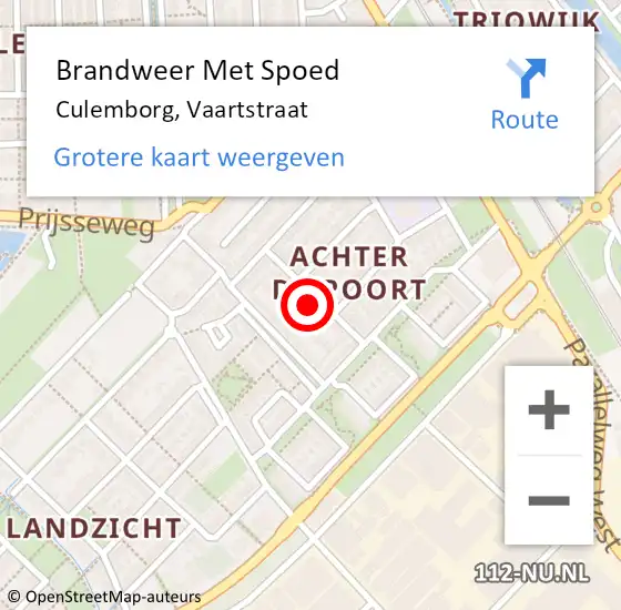 Locatie op kaart van de 112 melding: Brandweer Met Spoed Naar Culemborg, Vaartstraat op 17 augustus 2023 07:45