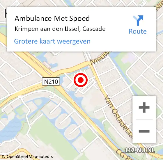 Locatie op kaart van de 112 melding: Ambulance Met Spoed Naar Krimpen aan den IJssel, Cascade op 17 augustus 2023 08:50