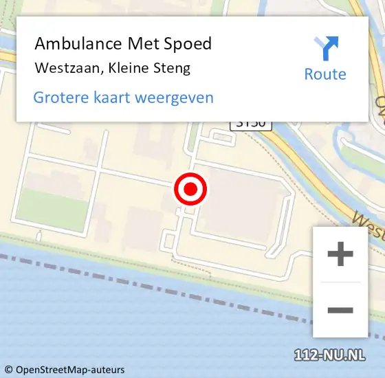 Locatie op kaart van de 112 melding: Ambulance Met Spoed Naar Westzaan, Kleine Steng op 17 augustus 2023 10:10