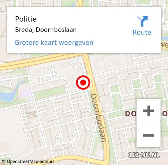 Locatie op kaart van de 112 melding: Politie Breda, Doornboslaan op 17 augustus 2023 12:48