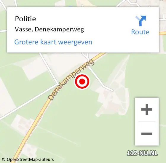 Locatie op kaart van de 112 melding: Politie Vasse, Denekamperweg op 17 augustus 2023 16:44