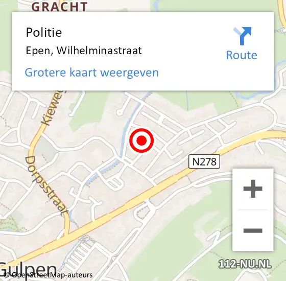 Locatie op kaart van de 112 melding: Politie Epen, Wilhelminastraat op 17 augustus 2023 17:06