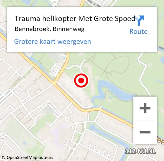 Locatie op kaart van de 112 melding: Trauma helikopter Met Grote Spoed Naar Bennebroek, Binnenweg op 17 augustus 2023 17:13