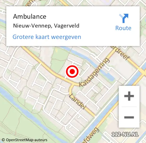Locatie op kaart van de 112 melding: Ambulance Nieuw-Vennep, Vagerveld op 17 augustus 2023 17:53