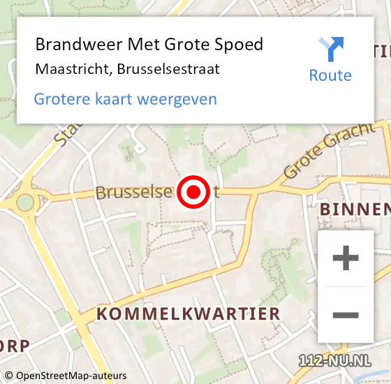 Locatie op kaart van de 112 melding: Brandweer Met Grote Spoed Naar Maastricht, Brusselsestraat op 17 augustus 2023 18:24