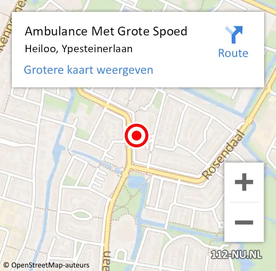 Locatie op kaart van de 112 melding: Ambulance Met Grote Spoed Naar Heiloo, Ypesteinerlaan op 17 augustus 2023 19:27
