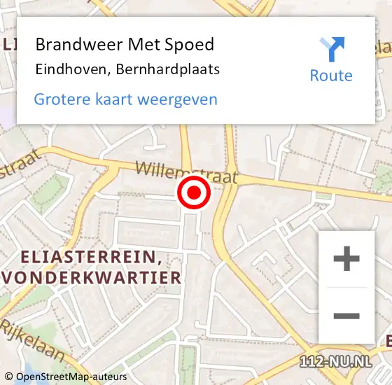 Locatie op kaart van de 112 melding: Brandweer Met Spoed Naar Eindhoven, Bernhardplaats op 17 augustus 2023 19:28