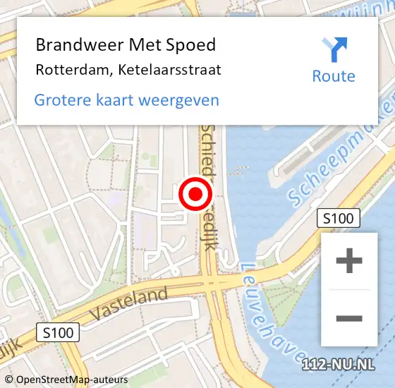 Locatie op kaart van de 112 melding: Brandweer Met Spoed Naar Rotterdam, Ketelaarsstraat op 17 augustus 2023 20:07