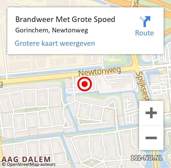 Locatie op kaart van de 112 melding: Brandweer Met Grote Spoed Naar Gorinchem, Newtonweg op 17 augustus 2023 20:48
