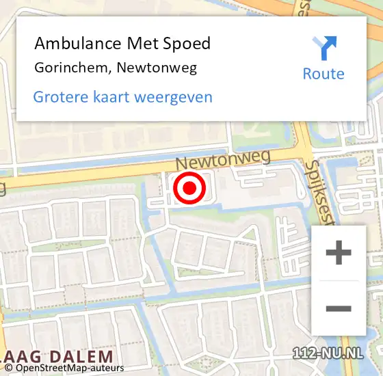 Locatie op kaart van de 112 melding: Ambulance Met Spoed Naar Gorinchem, Newtonweg op 17 augustus 2023 20:48