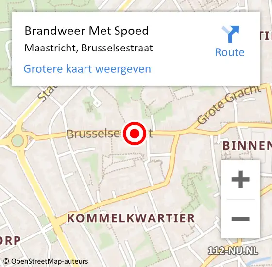 Locatie op kaart van de 112 melding: Brandweer Met Spoed Naar Maastricht, Brusselsestraat op 17 augustus 2023 21:09