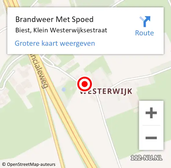 Locatie op kaart van de 112 melding: Brandweer Met Spoed Naar Biest, Klein Westerwijksestraat op 17 augustus 2023 23:21