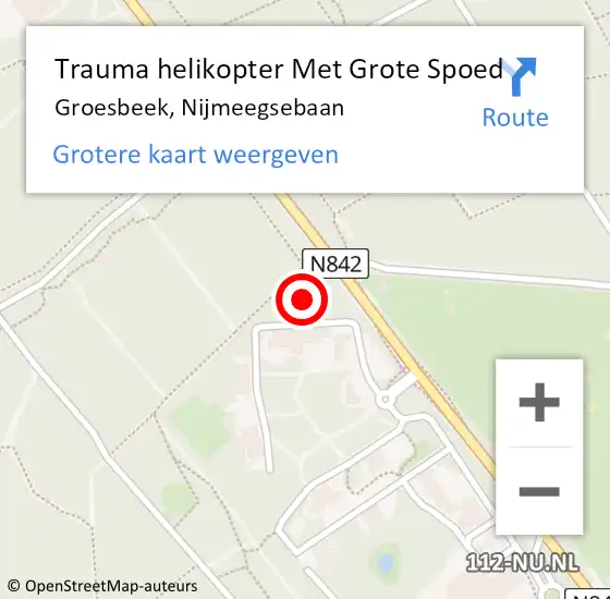 Locatie op kaart van de 112 melding: Trauma helikopter Met Grote Spoed Naar Groesbeek, Nijmeegsebaan op 17 augustus 2023 23:35
