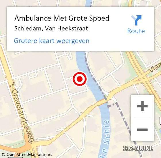 Locatie op kaart van de 112 melding: Ambulance Met Grote Spoed Naar Schiedam, Van Heekstraat op 18 augustus 2023 01:29