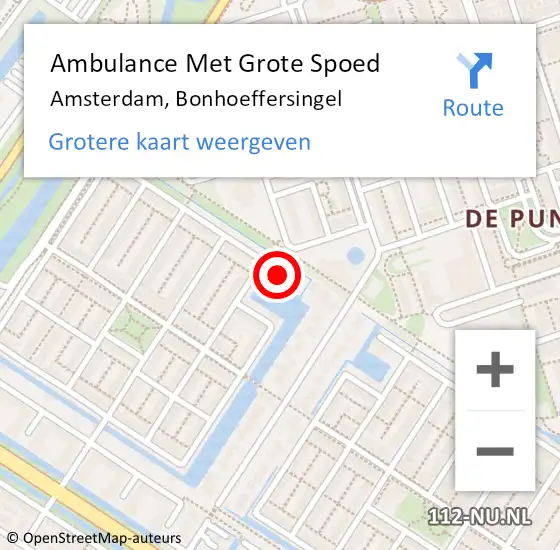 Locatie op kaart van de 112 melding: Ambulance Met Grote Spoed Naar Amsterdam, Bonhoeffersingel op 18 augustus 2023 01:32