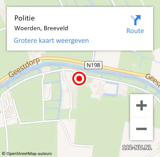 Locatie op kaart van de 112 melding: Politie Woerden, Breeveld op 18 augustus 2023 01:39