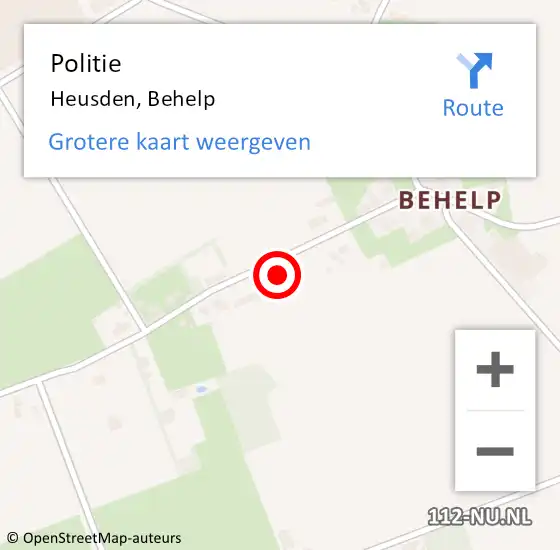 Locatie op kaart van de 112 melding: Politie Heusden, Behelp op 18 augustus 2023 03:06