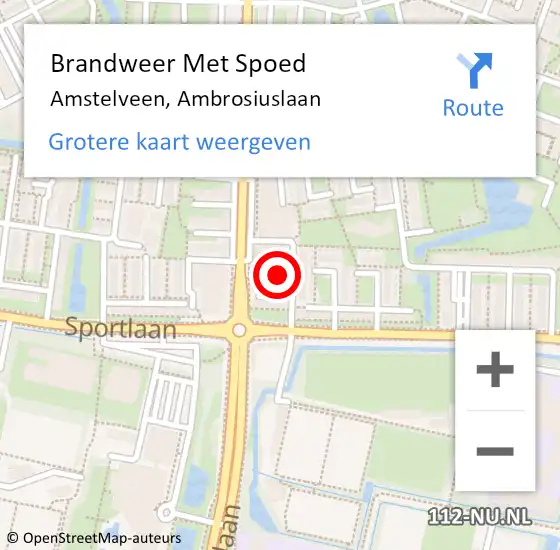 Locatie op kaart van de 112 melding: Brandweer Met Spoed Naar Amstelveen, Ambrosiuslaan op 18 augustus 2023 07:51