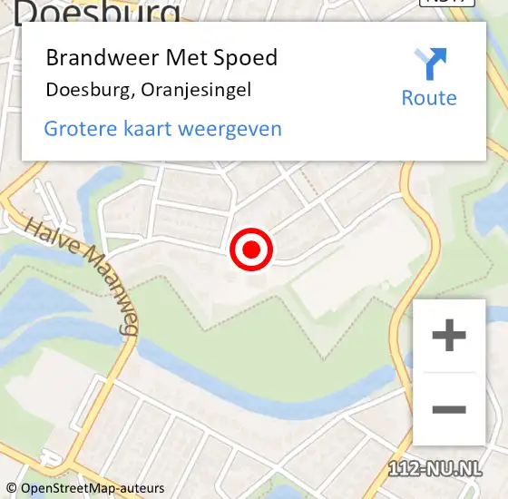 Locatie op kaart van de 112 melding: Brandweer Met Spoed Naar Doesburg, Oranjesingel op 18 augustus 2023 08:58