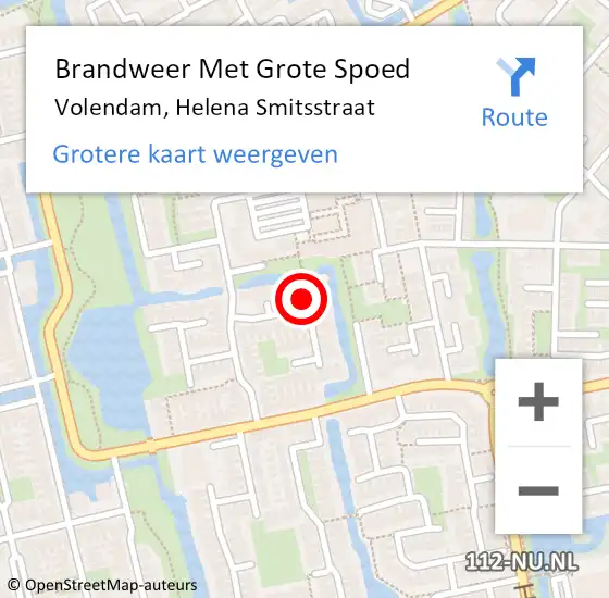 Locatie op kaart van de 112 melding: Brandweer Met Grote Spoed Naar Volendam, Helena Smitsstraat op 18 augustus 2023 09:09